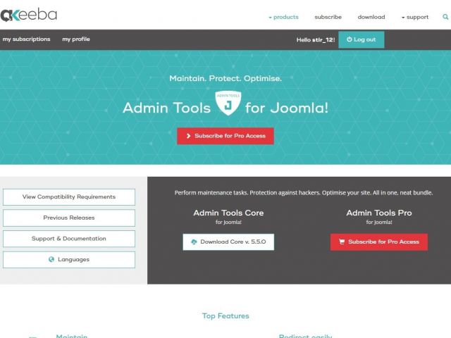Akeeba Admin Tools 総合メンテナンス　基本機能