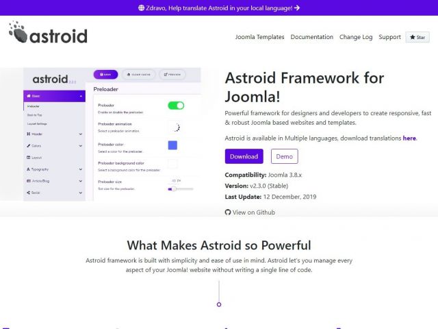 超多機能デザインテンプレートの Astroid Framework for Joomla!